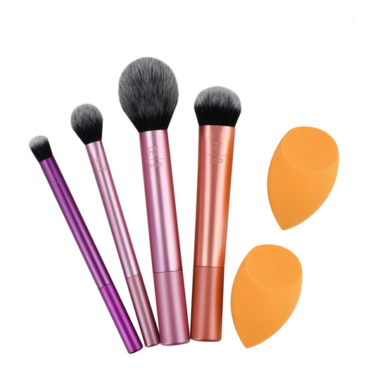 Real Techniques Everyday Essentials Makeup Brush With Sponge 5pcs Set