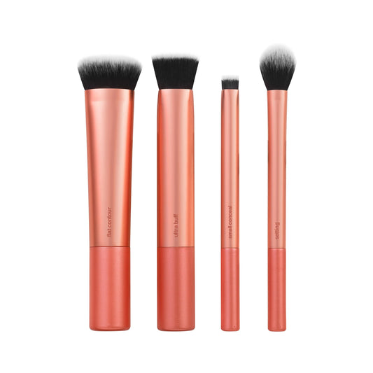 Real Techniques Face Base Makeup Brush Kit For Concealer Foundation & Contour 4Pcs Set